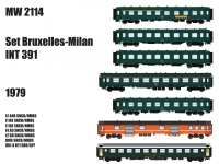 L.S. Models MW2114 - H0 - 7-tlg. Set Personenwagen Brüssel-Mailand, SNCB, Ep. IV